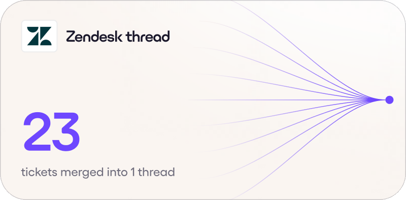 23 tickets merged into 1 Zendesk thread