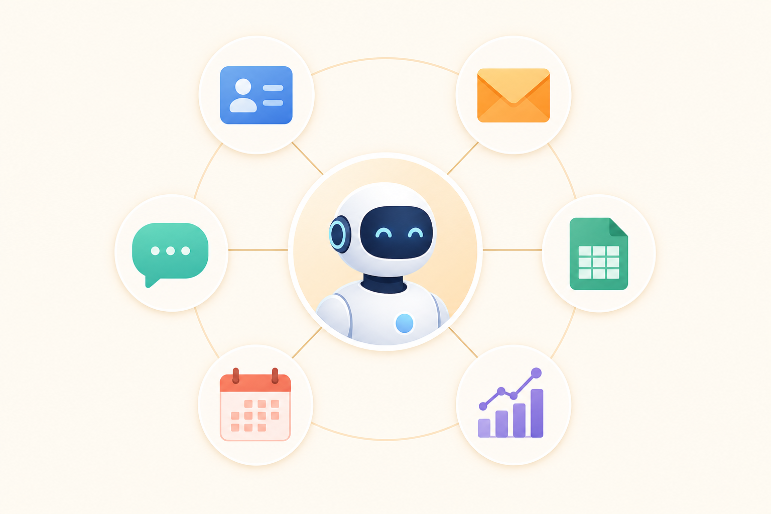 Viktor as an AI employee connected to CRM, email, spreadsheets, analytics, calendar, and chat